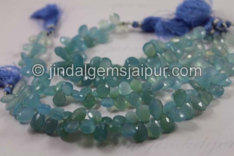 Blue Chalcedony Faceted Pear Shape Beads